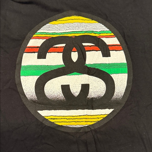 Stussy Black Tee with Multicolor Logo NWOT - Picture 3 of 3